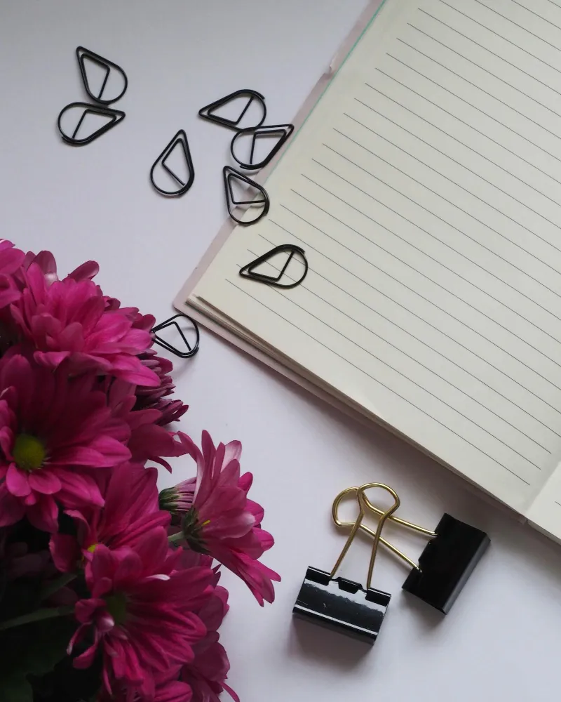 A notebook on the workshop bench